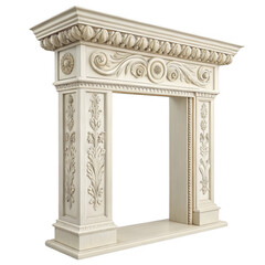 Naklejka premium Elegant Ornate Fireplace Mantel with Intricate Carvings