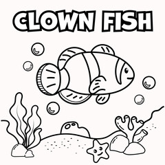 Cute Undersea Animal Character Coloring Illustrations Thick and Easy for Adults and Children