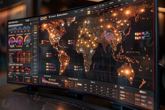 Businessman analyzing kpi dashboard for financial metrics, earnings, operations, and sales data - Powered by Adobe