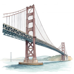 Golden Gate Bridge Illustration Over Water