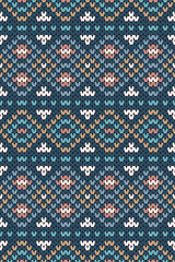 Seamless knitted Patterns.Heart Cross Stitch Embroidery seamless pattern on background.Design for fashion texture,fabric,clothing,wrapping,print geometric ethni 