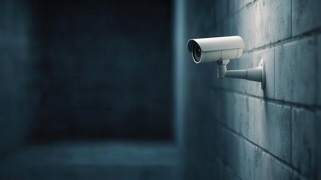 Prison surveillance camera overlooking a common area, symbolizing constant monitoring and security in jail
