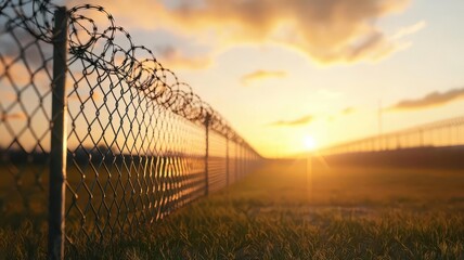 Obraz premium Prison yard during a lockdown, illustrating strict security measures and containment during emergencies in the facility