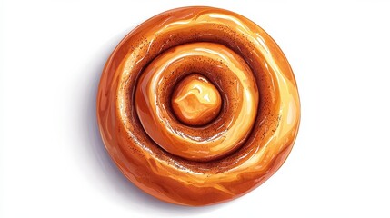 Fototapeta premium Delicious cinnamon roll flat lay isolated on white background food art minimalist view culinary delight