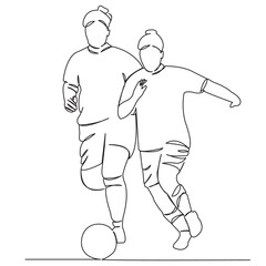 One continuous single drawing line art flat doodle female, competition, action, goal, athlete, ball, football, sport, soccer, women. Isolated image hand draw contour on a white background
