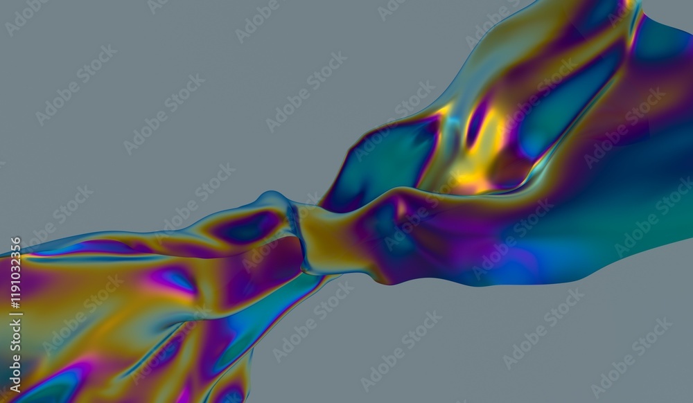 Aufkleber 3d illustration of holographic cloth fluttering in the wind. abstract background for product present