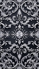 Elegant silver filigree swirls creating intricate borders in silver filigree border frame pattern background
