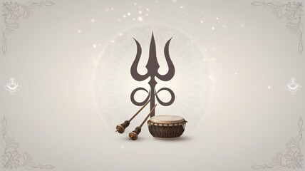 An illustration of a sacred symbol accompanied by a traditional drum, set against an ornate background featuring subtle magical lights and patterns, evoking spirituality and cultural heritage.