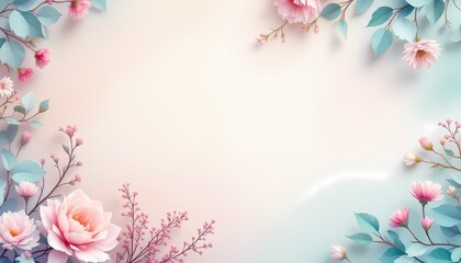 Naklejka premium Delicate Pastel Flowers: A Serene Floral Border Design