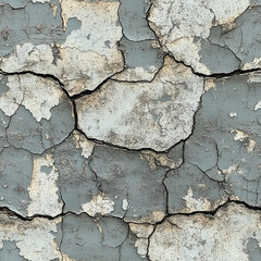 Obraz premium Cracked and weathered peeling paint texture with rustic and aged details in a seamless pattern