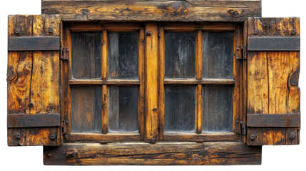 An old window on white background 
