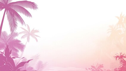 Obraz premium Pink tropical sunset beach palm trees background design