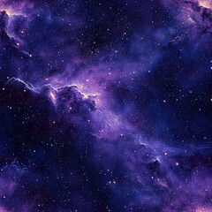 Vibrant cosmic galaxy with glowing stars and celestial nebula details in a seamless pattern
