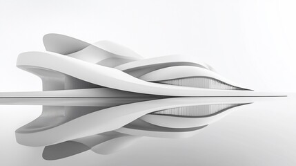 Obraz premium Abstract white architectural model reflected in water.