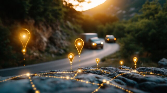 Various Delivery Routes Illustrated with Map Elements