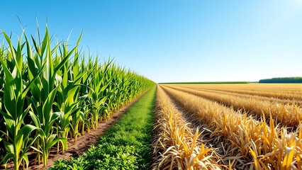 Climate Change Impacts: Contrasting Healthy Crops and Drought-Stricken Fields in Agriculture