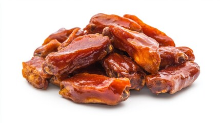 BBQ chicken wings, close-up, food photography, white background, delicious snack