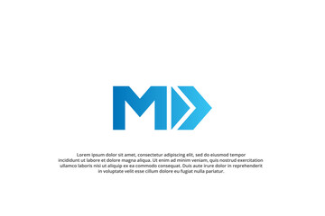 letter m d x arrow media play button logo modern business