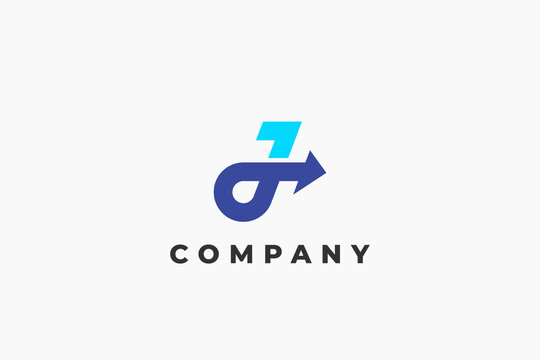 letter j and arrow turn around logo