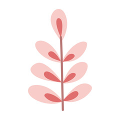 Abstract twig with leaves, colored.