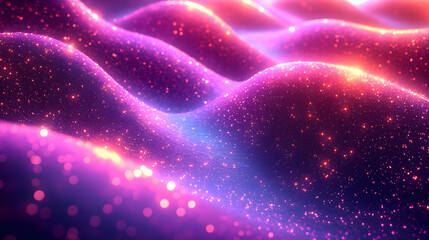 Obraz premium Abstract Pink Purple Glitter Wave Background with Sparkling Lights and Shimmering Texture