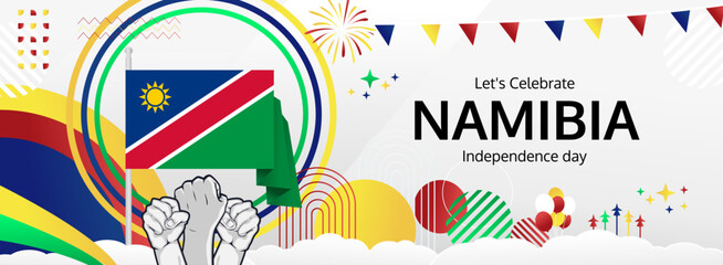 Namibia Independence Day modern greeting banner. 21 March Happy Namibia National Day. Holidays abstract concept. Great for event like carnival, feast poster, support, culture and tourism