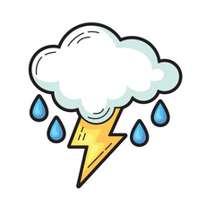 Lightning bolt strikes under rain clouds suitable for weather related designs and illustrations with a dramatic and intense atmosphere