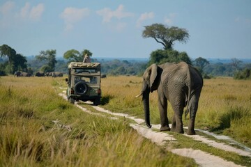 Elephant encounter on african safari
