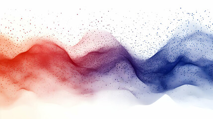 Fototapeta premium Abstract particle wave flow, vibrant red and blue gradient digital art background
