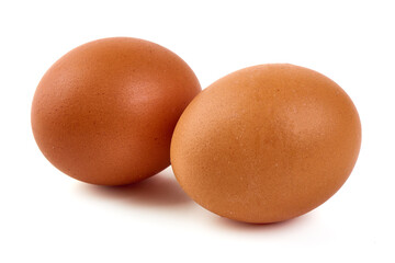 Chicken eggs, isolated on white background.