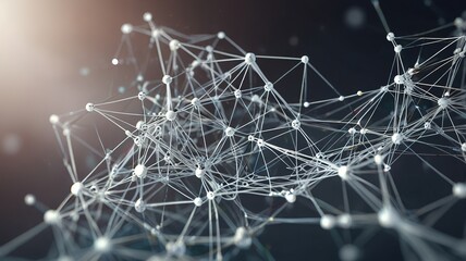 Abstract polygonal white neural technology on dark background