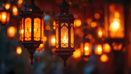 Ornate Lanterns Glow: A Warm, Enchanting Evening Scene