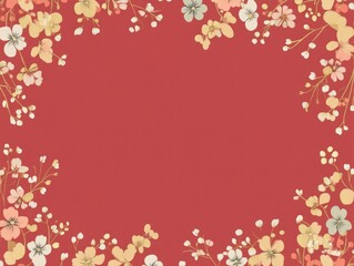 Simple and Minimalist Floral Frame for Celebrating Easter and Chinese New Year with Elegant Design Elements