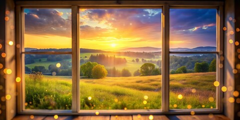 Soft Focus Landscape View from Window, Bokeh Effect, Nature Photography
