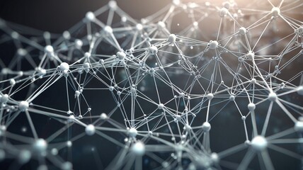 Abstract polygonal white neural technology on dark background