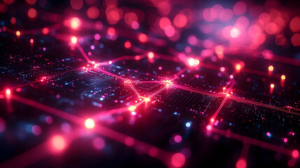 Abstract Network Connection Background with Glowing Lines and Points