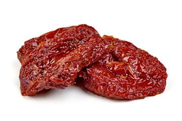 Sun-dried tomatoes isolated on white background.