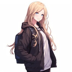 Naklejka premium アニメ調の美少女の切り抜き用素材