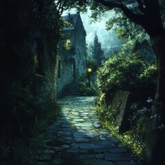 Mysterious Pathway Through Enchanted Forest