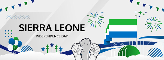 Sierra Leone Independence Day modern greeting banner. 27 April Happy Sierra Leone National Day. Holidays abstract concept. Great for event like carnival, feast poster, support, culture and tourism