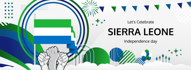 Sierra Leone Independence Day modern greeting banner. 27 April Happy Sierra Leone National Day. Holidays abstract concept. Great for event like carnival, feast poster, support, culture and tourism