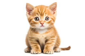 Obraz premium Adorable Kitten Sitting, Cute Orange Fur, Small Paws