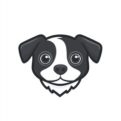 Cute cartoon dog head, white background, pet logo design