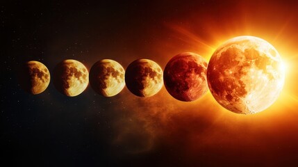 Naklejka premium Time Lapse Composition of Solar Eclipse Phases in Stunning Detail