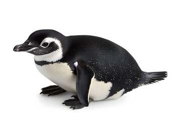Obraz premium Adorable Penguin Chick Sits Gracefully on White Background