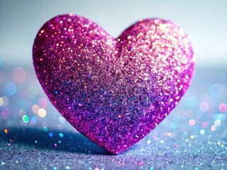 Fototapeta premium Sparkling Glitter Heart on White Background - Perfect for Valentine's Day or Love Designs
