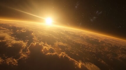 Illuminating Solar Eclipse Over Clouds with Stunning Gold Light Effects