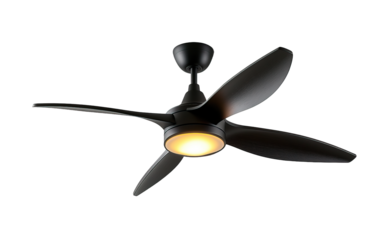 Sleak ceiling fan on transparent or white background,png