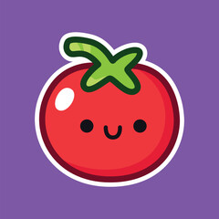 Cute Tomato Illustration with Happy Face for Food. Hand drawn Isolated Illustration