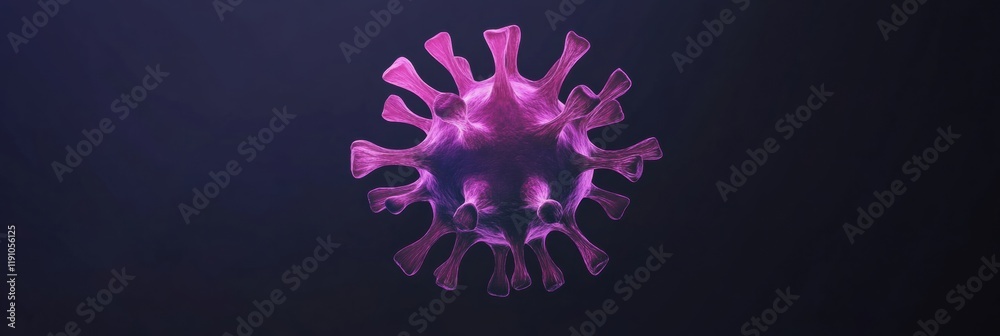 Leinwandbilder clean and simple illustration of a virus in purple color floating against a dark background. generat